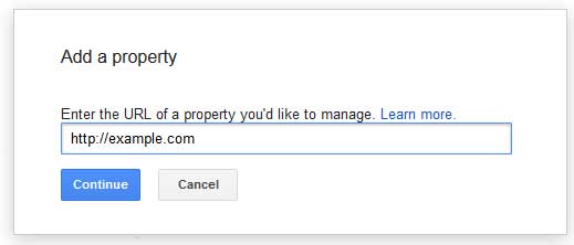 Google Webmaster Tools - Add a website URL