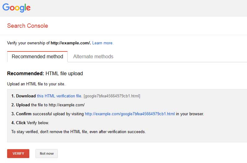 Google Webmaster Tools - Upload your verification file