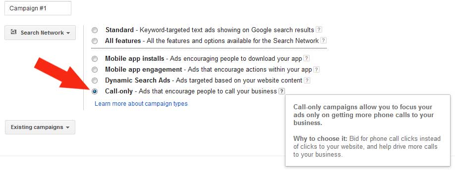 Google AdWords - Choose Call-Only