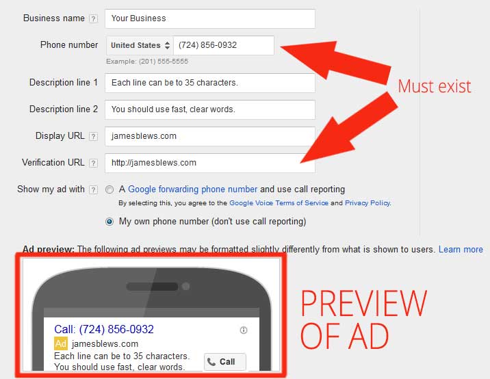 Google AdWords - Create an ad and preview it