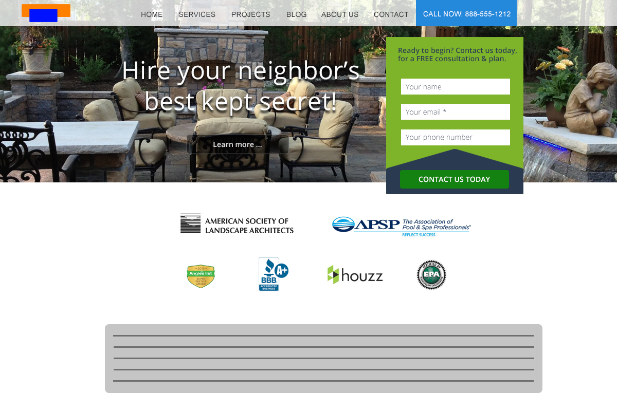 landscaping website layout that is done right