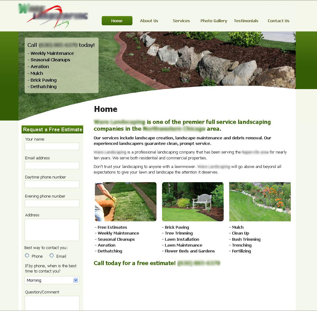 landscaping website layout that sucks