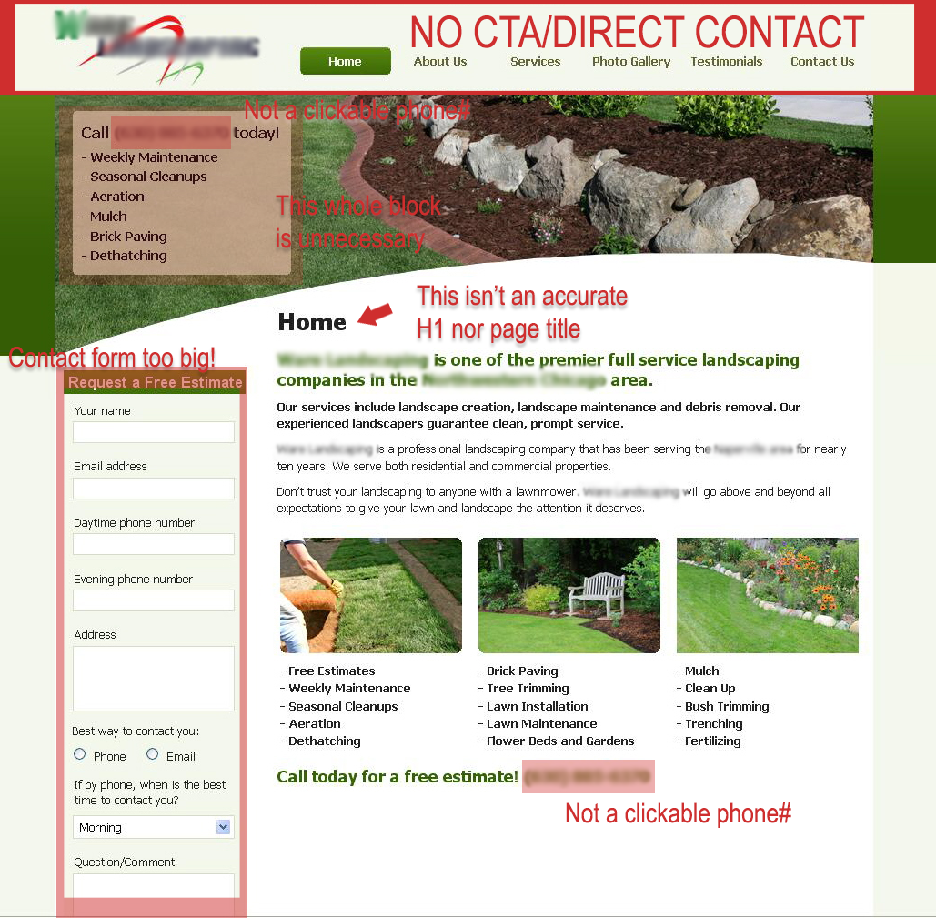 landscaping website layout that sucks