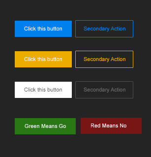 CTA button examples using different colors for different actions