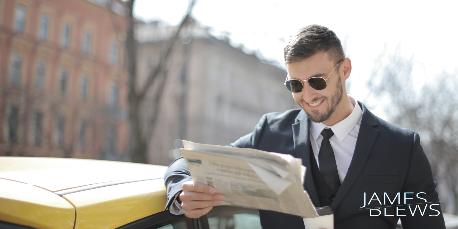 Man reading headlines